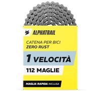 Catena Bici 1 Velocità Single Speed, Cambio al Mozzo, 112 Maglie, 1/2 x 1/8 - Alphatrail Zero Rust Catena Antiruggine con Falsa Maglia per E-Bike, City Bike, Bici Olandese, Scatto Fisso, Shimano Nexus