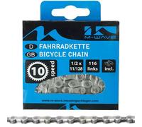 Catena bici M-Wave 10 velocità 116 maglie argento compatibile Shimano SRAM