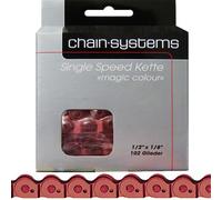 Catena bici POINT MAGIC COLOR 1 velocità 102 maglie 1/2x1/8 rossa singlespeed...