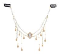 Catena brillante per la fronte con nappe di strass copricapo da sposa gioielli cinesi per la fronte per le donne Prom Party per la sposa per la sposa perla, Misura unica, come descritto, come