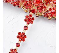 Catena chiusa con strass cristallo, Strass a forma di fiore multicolore(Red)