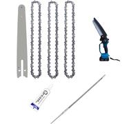 Catena con Barra per Motosega da 8 pollici per Mini MotoSega a batteria Senza Fili Ricambio 3 Catene + 1 Tubetto di Grasso Lubrificante + Lima Affilacatene