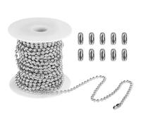 Catena con perline in acciaio inossidabile, 1,5 m con dieci connettori, diametro 4,5 mm, catena a rullo, catena per collane fai da te per riparazioni fai da te per gioielli artigianali, catena per