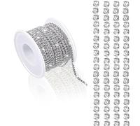 Catena con strass di cristallo da 9,1 m, 2 mm, per cucito, scarpe, vestiti, tazze, artigli, catena con strass, per artigianato, gioielli, bouquet di nozze, decorazioni fai da te (argento)