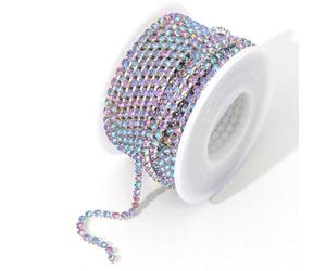 Catena con strass di cristallo SS12, lunghezza 9,1 m, 3 mm, per cucito, scarpe, vestiti, tazze, gioielli fai da te, artigianato, bouquet da sposa, colore: argento