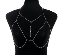 Catena corporeo delle donne scintillanti a pendente a pendente collana petto della catena del torace-un set (catena corporeo+collana)