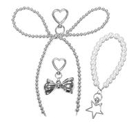 Catena Da Appendere Con Perline A Fiocco Da 2 Pezzi, Catena Da Appendere Con Perline A Stella Da 1 Pezzo, Ciondolo Decorativo Con Chiave, Ciondolo Per Cellulare Alla Moda