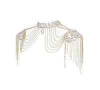 Catena da braccio con nappe di cristallo, gioiello per il corpo multistrato per spalla e corpo, collana a catena per ogni occasione da sposa, Misura unica, come descritto, come descritto