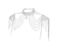Catena da braccio con nappe in lega di cristallo, multifunzionale, adatta per matrimoni e abbigliamento alla moda, catena da spalla unica, Misura unica, come descritto