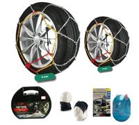 CATENA DA NEVE 9MM PER PNEUMATICO 225/55R17 CATENE DA NEVE E GHIACCIO PER AUTO, SUV, FURGONI, 4X4 E FUORISTRADA 1 COPPIA OMOLOGATA CON MAGLIA A ROMBO SNOW CHAIN