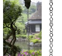 Catena da Pioggia Ornamento da Giardino con Catena da Pioggia con Anelli Neri, Catena Sospesa per La Raccolta Dell'Acqua Piovana per Il Balcone del Gazebo, Catena per Grondaia in Lega di Alluminio(Siz