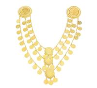 Catena da spalla donna Collana con ciondolo a forma di bavaglino, catena e moneta in metallo color oro, for donna, accessorio for abbigliamento da festa o matrimonio