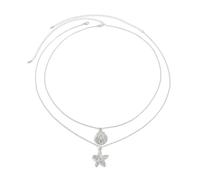 Catena da spiaggia con ciondolo a forma di stella marina e capesante, in lega, for la pancia, stile bohémien, adatta come regalo estivo for le donne.(Silver)