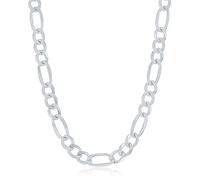 Catena d'Argento-Catena Figaro per Uomini e Donne-Collana Vera Realizzata in Italia-16-30 Pollici di Lunghezza-Ideale per l'Abbigliamento Quotidiano, Occasioni Speciali