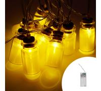 Catena decorata con 10 Ampolline luminose a Led Bianco Caldo fisso e intermittente 2 metri a batteria Wisdom