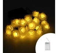 Catena decorata con 20 Rose luminose a Led Bianco Caldo fisso e intermittente 3 metri a batteria Wisdom