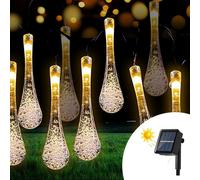 Catena decorata con 50 Gocce a Led Bianco Caldo 6 metri con pannello solare Wisdom