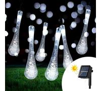 Catena decorata con 50 Gocce a Led Bianco Freddo 5 metri con pannello solare Wisdom