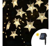 Catena decorata con 50 Stelle a Led Bianco Caldo 6 metri con pannello solare Wisdom