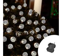 Catena decorata con 60 Perle a Led Bianco Freddo 9 metri cavo verde a batteria Wisdom