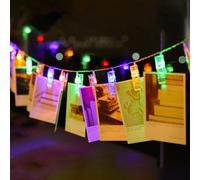 Catena decorata con mollette portafoto luminose a Led RGB 2 metri a batteria e autospegnimento Wisdom