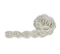 Catena Decorativa Cristallo Trasparente Forma 8 Argento Bianco 3.0cm, 1 Yard Trim Perline Cucito per Abito Sposa, Fai da Te Accessori Bomboniere e Centrotavola