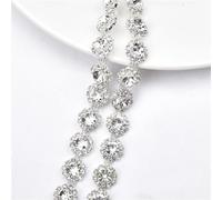 catena decorativa di perforazione d'acqua, Glass Crystal Rhinestone Flower Chain Trim Flatback Sew On 1 Yard And 5 Yards Pack Of 3(Style 1,1 yard)