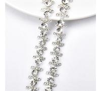 catena decorativa di perforazione d'acqua, Glass Crystal Rhinestone Flower Chain Trim Flatback Sew On 1 Yard And 5 Yards Pack Of 3(Style 3,5 yards)