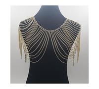 Catena del corpo Collana in nappa multistrato in lega Collana di gioielli in stile classico Catena per il corpo per le donne Abito Bikini Spalla Accessori Pancia (Colore metallo : Colore oro) (A Guldf?rg)