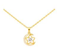 Catena della clavicola a forma di stella e luna, collana di design versatile, accessorio per temperamento di lusso leggero, adatto per il pendolarismo quotidiano e l'abbigliamento da datazione