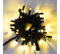 Catena di 100 maxi LED da esterno prolungabile con cavo nero luce calda + flash