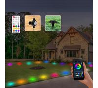 Catena di 16 Luci Led RGB + Luce Bianca da 12.8 Mt Su picchetti da Giardino