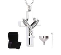 Catena di Cenerentola - Ciondolo a forma di cenere portatile - Elegante medaglione a forma di urna a forma di croce per ricordi, sfilate a casa, viaggi, all'aperto, se beskrivning, Metallo, Unisex