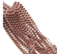Catena di chiusura con strass di cristallo, 1,9 m/9,1 m, con perle in rame, base a tazza, per cucito, accessori per indumenti, finiture da 2 mm, 9 colori, per scarpe da cucito (marrone, GR, 1,8 m, 2