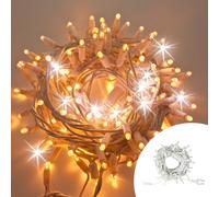 Catena di luci 10 metri 100 MaxiLed Reflex Professionale prolungabile Bianco Caldo fisso e Freddo intermittente con cavo bianco da esterno Wisdom