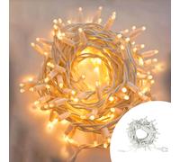 Catena di luci 10 metri 100 MaxiLed Reflex Professionale prolungabile Bianco Caldo fisso e intermittente con cavo bianco da esterno Wisdom