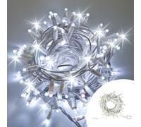 Catena di luci 10 metri 100 MaxiLed Reflex Professionale prolungabile Bianco Freddo fisso e intermittente con cavo bianco da esterno Wisdom