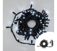 Catena di luci 10 metri 100 MaxiLed Reflex Professionale prolungabile Bianco Freddo fisso e intermittente con cavo nero da esterno Wisdom