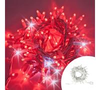 Catena di luci 10 metri 100 MaxiLed Reflex Professionale prolungabile Rosso fisso e Freddo intermittente con cavo bianco da esterno Wisdom