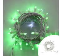 Catena di luci 10 metri 100 MaxiLed Reflex Professionale prolungabile Verde fisso e Freddo intermittente con cavo bianco da esterno Wisdom