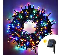 Catena di luci 14 metri da 200 Led Multicolore con pannello solare con cavo verde Wisdom