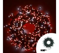 Catena di luci 15 metri da 300 Led Bianco Freddo e Rosso con cavo verde Wisdom