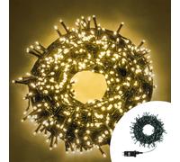 Catena di luci 7 metri da 240 Led Full Flash Bianco Caldo con cavo verde e autospegnimento Wisdom