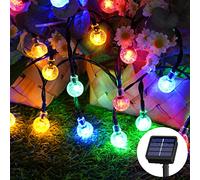 Catena di luci a energia solare per esterni, 8.1 m, 30 LED, per esterni, a energia solare, impermeabile, IP65, 8 modalità, sfere di cristallo, per giardino, terrazza, balcone, festa, multicolore