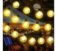 Catena di luci a energia solare, per esterni, impermeabile, 8 modalità, sfere di cristallo, per esterni, resistente alle intemperie, per giardino, terrazza, balcone (5 m, 20 LED)