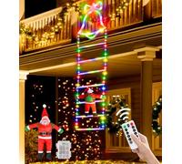 Catena di luci a forma di Babbo Natale per interni - 2 m di illuminazione natalizia a LED con timer a batteria, 8 modalità, tenda luminosa per finestra, decorazione natalizia per albero di Natale e