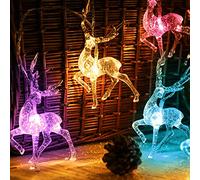 Catena di luci a forma di renna, 20 LED, per interni, alimentata a batteria, illuminazione natalizia colorata per interni ed esterni, decorazione natalizia a LED, 3 m