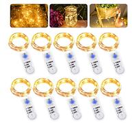 Catena di luci a LED a batteria, 2 m, 20 LED, alimentata a batteria, in rame, luce bianca calda, per camere, interni, Natale, esterni, feste, matrimoni, fai da te (10, bianco caldo)