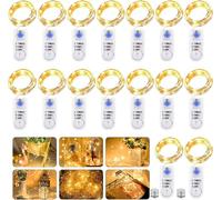 Catena di luci a LED a batteria, 2 m, 20 LED, alimentata a batteria, in rame, luce bianca calda, per camere, interni, Natale, esterni, feste, matrimoni, fai da te (16, bianco caldo)