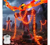 Catena di luci in plastica a batteria per decorazioni di Halloween, 5 m, con luci arancioni, per feste di Halloween, costumi raccapriccianti, accessori, cosplay, decorazioni spettrali